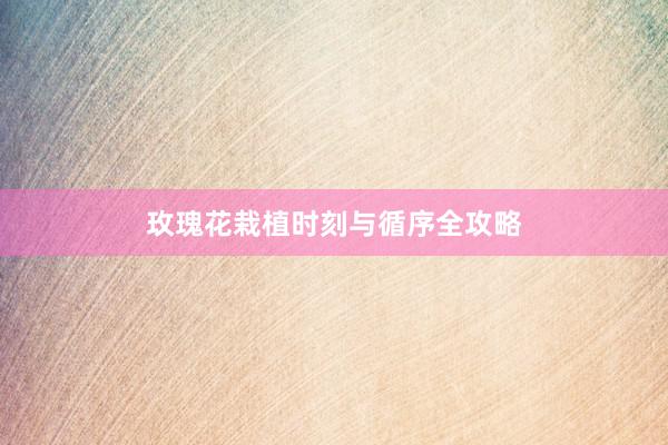 玫瑰花栽植时刻与循序全攻略